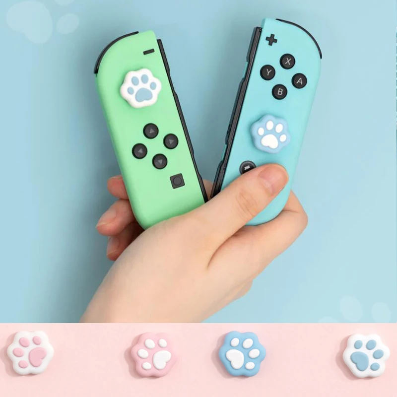 

Pink Blue Cat Paw Thumb Stick Grip Cap Joystick Protective Cover for Nintend Switch NS Lite Joy-con Controller Thumbstick Case