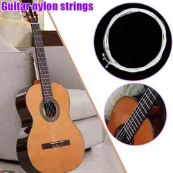 6PCS Guitarra Acústica Guitarra Clássica Sstring Linha de Baixo Transparente Nylon Guitar Prata Banhado A Cobre Cordas Guitarra Acessorie