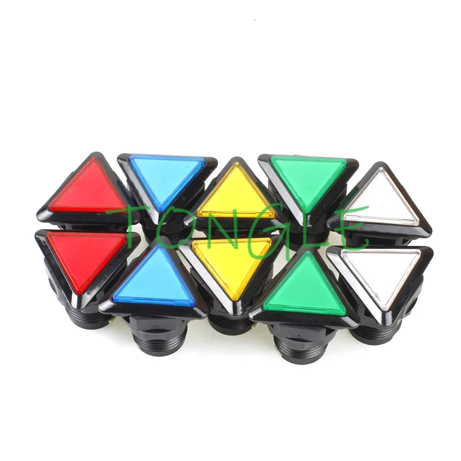 

50pcs/lot illuminated 12v Triangle LED Arcade Push Button With Microswitch 5 Colors