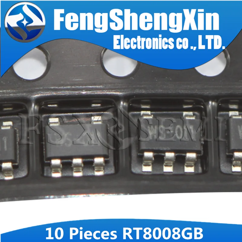 10Pcs RT8008GB SOT23-5 RT8008 SOT WS-011 RT8008-ADJ  WS-   1.5MHz, 600mA, High Efficiency PWM Step-Down DC/DC Converter