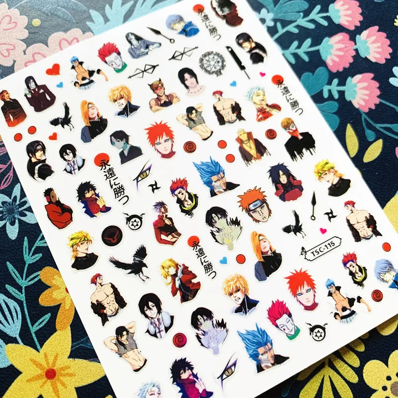 Newest TSC series TSC-105-111 Anime characters 3d nail art stickers decal template diy nail tool decoration