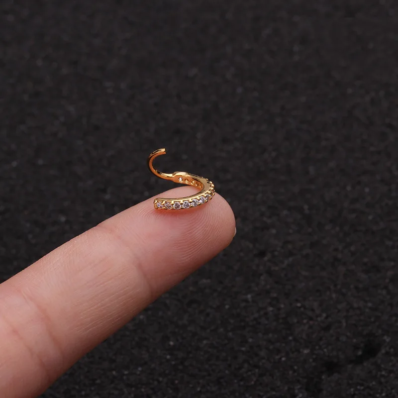 Body Punk  Hoop Bendable Sparkling Clear CZ Helix Daith Tragus Piercing Cartilage Earring Nose Ring кольцо в носу