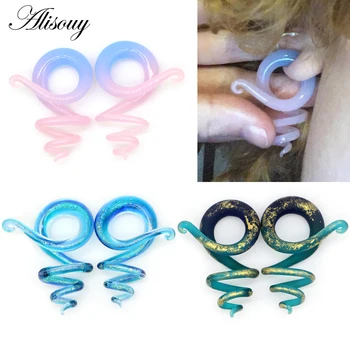 Alisouy-expansores de Piercing de oreja de primavera coloridos, estiradores de oreja, joyería para el cuerpo, regalo para persona Unisex, pendiente con perno de 6mm, 8mm y 10mm