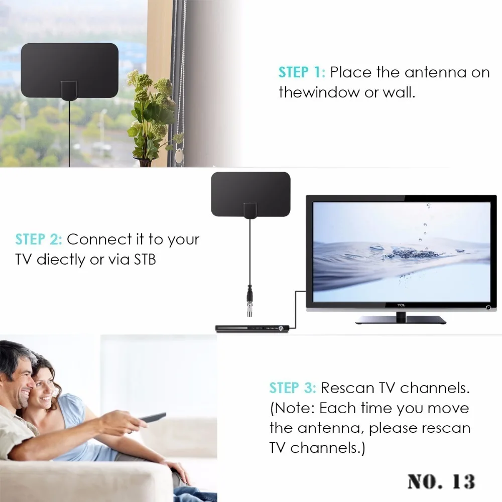 Anten Tivi Nâng Cấp 4K 1080P Độ Lợi Cao HD Camera DTV Hộp Kỹ Thuật Số Hoa Kỳ Cắm 2000 Dặm Tăng Áp Trong Nhà trên Không HD Thiết Bị