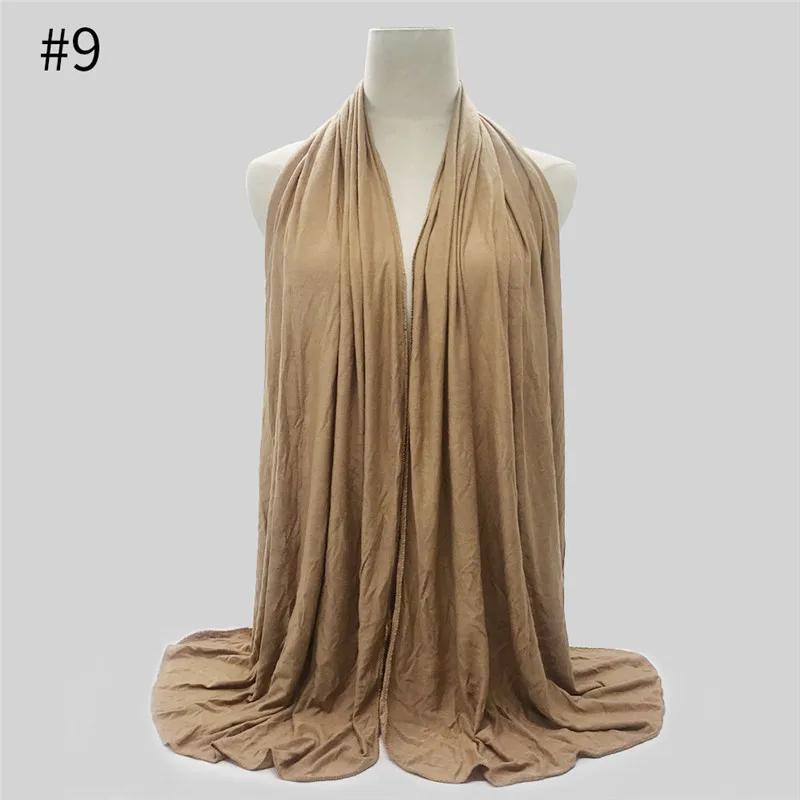 Однотонная трикотажная ткань, однотонная с хорошей строчкой, эластичный мягкий тюрбан, головные повязки для женщин, шарфы x 55 см