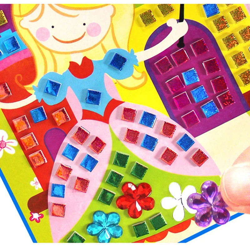 Mosaik Kunst Aufkleber Kinder DIY Handwerk Spielzeug Diamant Puzzle Spiel handgemachte Kunst Cartoon kreative Lernspiel zeug für Kinder