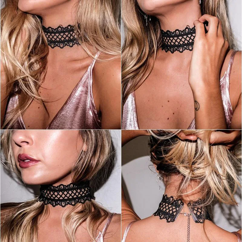 Summer Newest Fashion Jewelry Accessories Sexy Hollow Out Lace Black Choker Necklace For Couple Lovers\' N174