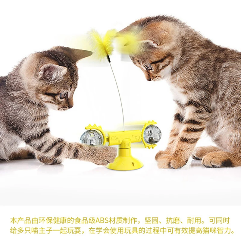 

New Product Cat Turntable Catnip Anti-boring Pet Supplies Sucker Turntable Funny Cat Stick Spinning Windmill Cat Toy Self-hey