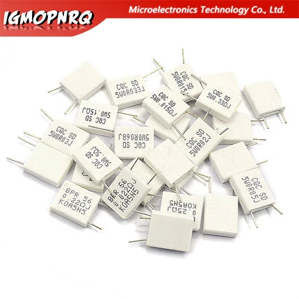 10pcs 5W 10W BPR56 Cement resistance 0.1 ~ 10k ohm 0.33R 1R 10R 100R 0.22 0.33 1 10 100 1K 10K ohm Cement resistor igmopnrq