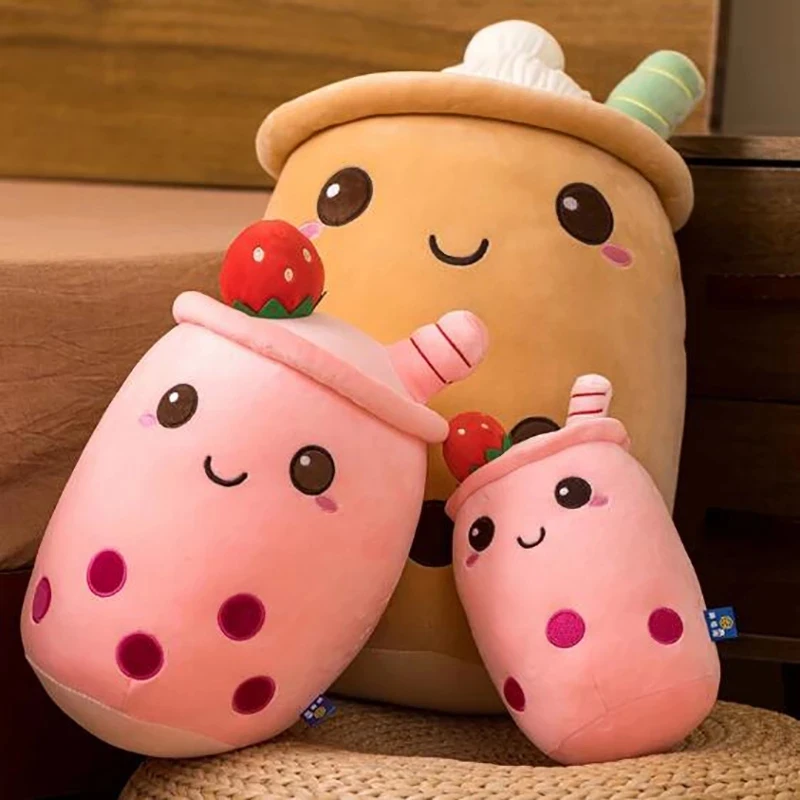 Boba Plushies Bubble Tea Plüschtiere Kawaii Plüsch Tasseförmiges Kissen Echte Lebensmittel Gefüllte Weiche Rückenkissen Kindergeburtstagsgeschenk