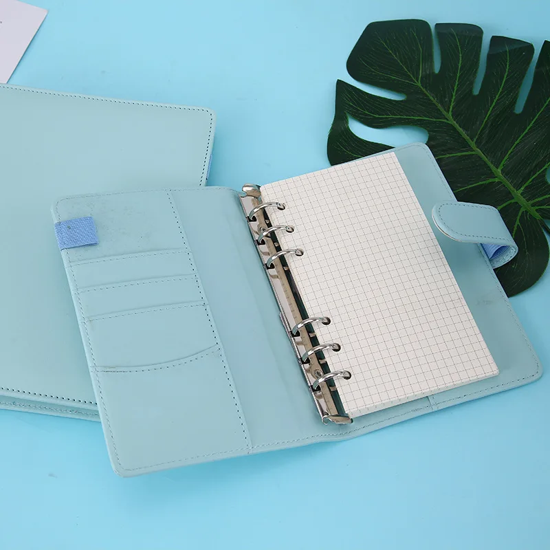 26 farben CMacaron Farbe AA5 A6 6 Ringbuch PU Clip-on Notebook Leder Lose Blatt Notebook Abdeckung Notebooks Journal Schreibwaren – Detail 8