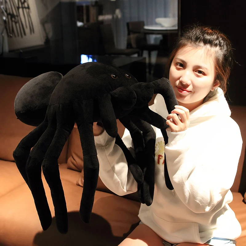 20-120 Cm Big Size Zachte Simulatie Zwarte Spin Knuffel Gevulde Pluche Lastig Real Life Spider Gift home Decor
