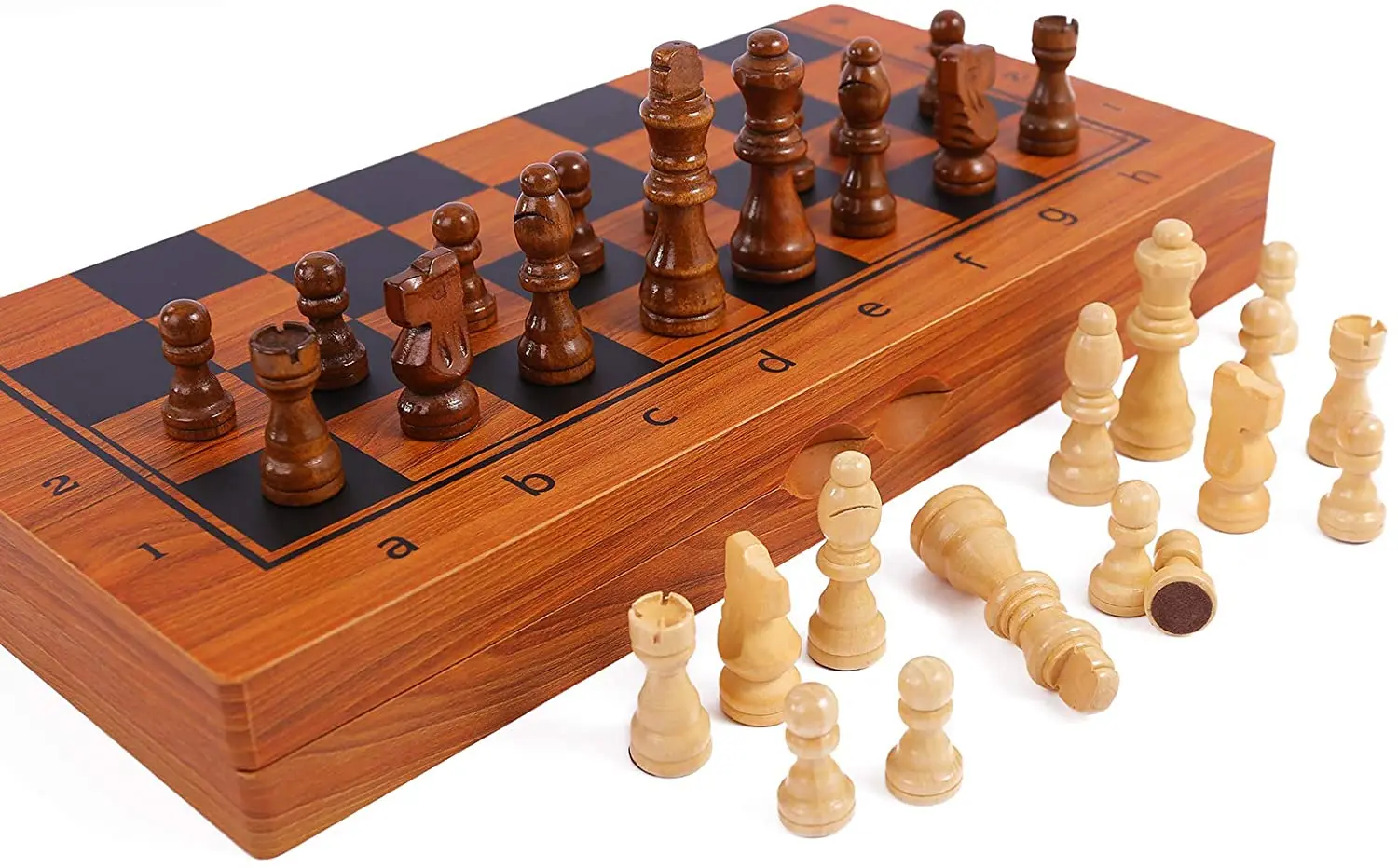 39CM Large Chess Set  Wooden Magnetic Classic Wooden Chess Board Staunton Style Wood Pieces for Adults and Kids 2 Extral Queen