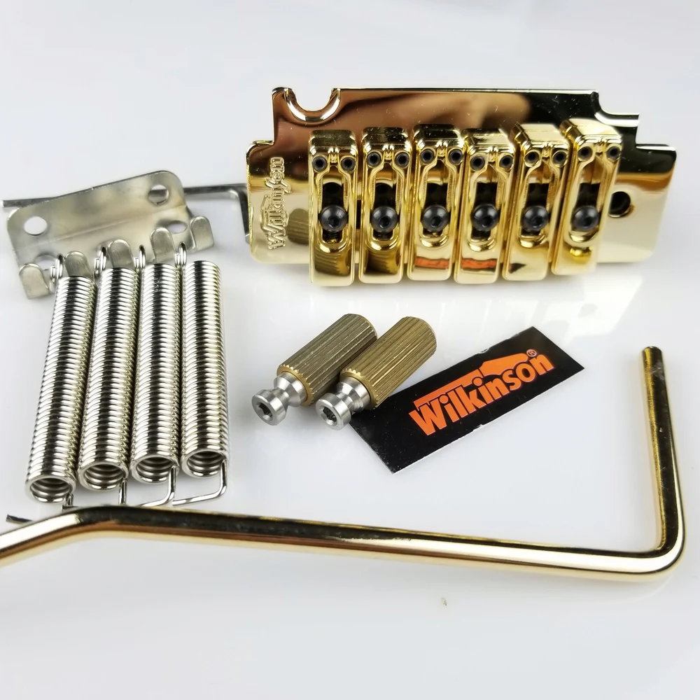 Wilkinson WVS50K Electric Guitar Tremolo System Bridge With matching Satin Saddles Chrome Silver Gold