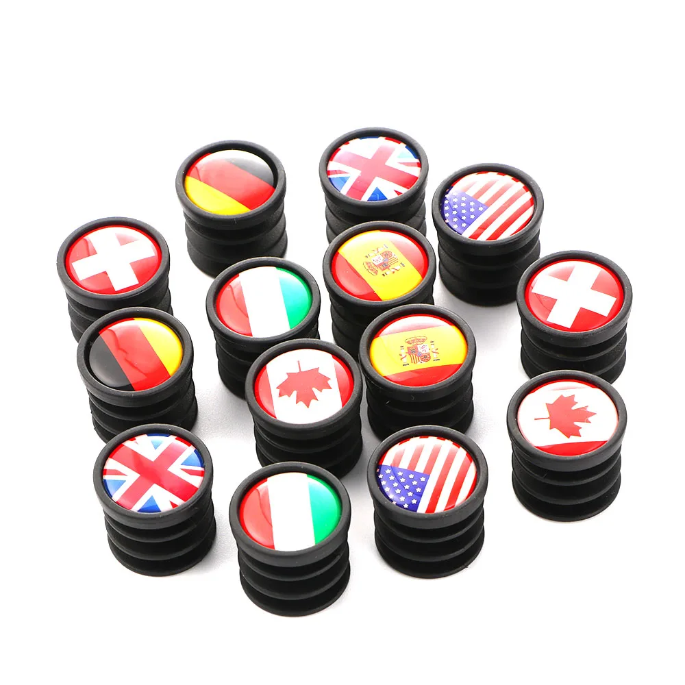 1 Pair National Flag Bike Handlebar Plugs MTB Mountain Road Bike Bicycle Grips End Cap