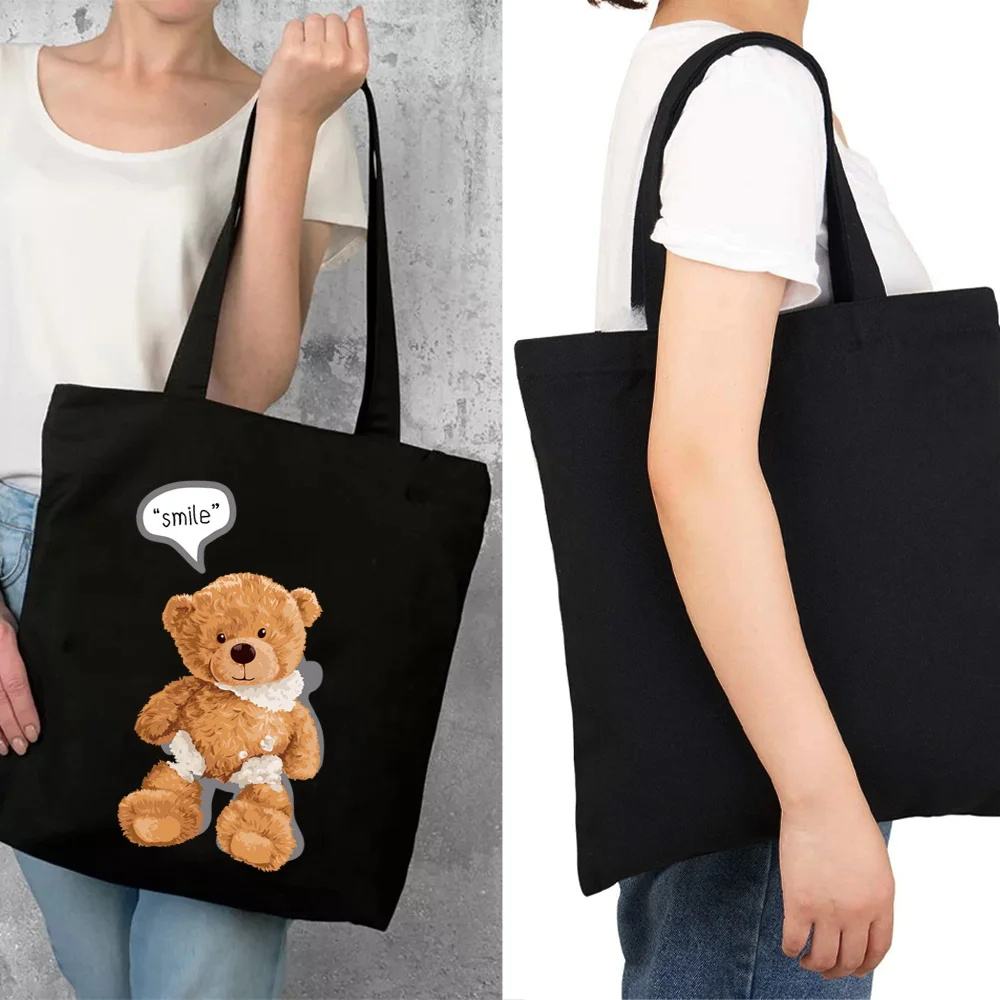 Ladies Shopping Bag 2021 New Foldable Shoulder Bags Bear Series Reusable Large-capacity Eco-friendly Portable Tote Packet Bolsas