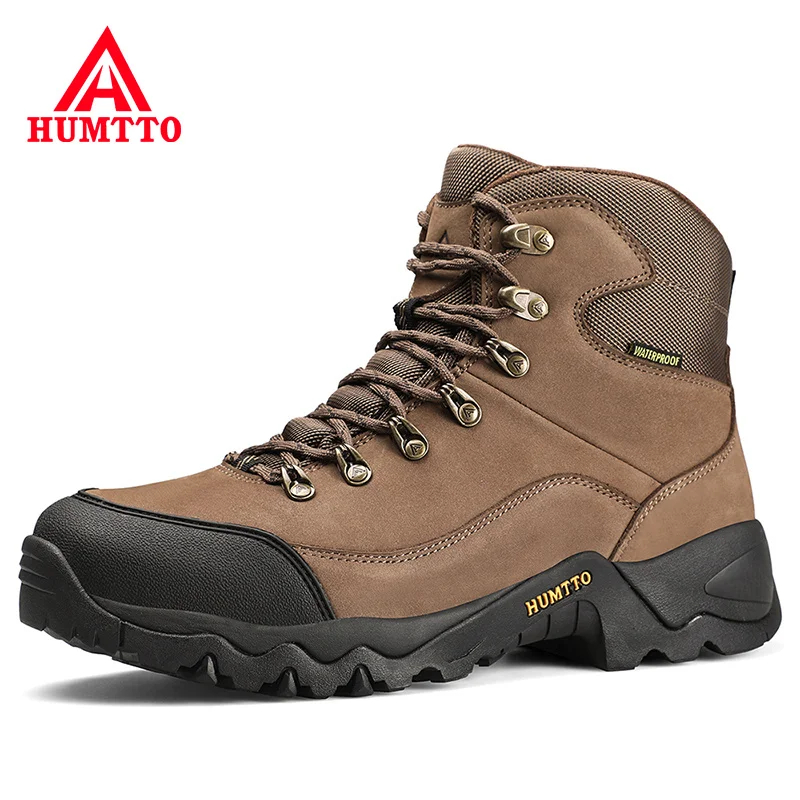 HUMTTO Waterproof Hiking Shoes Outdoor Mens Camping Trekking Boots for Men Leather Mountain Climbing Tactical Safety Sneakers