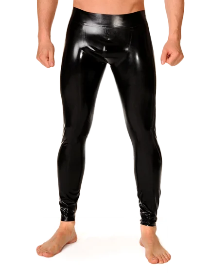 Latex Pants Trousers No Zipper Black Sexy Men Leggings Fetish Rubber Pants Wet Look Club Wear S/M/L