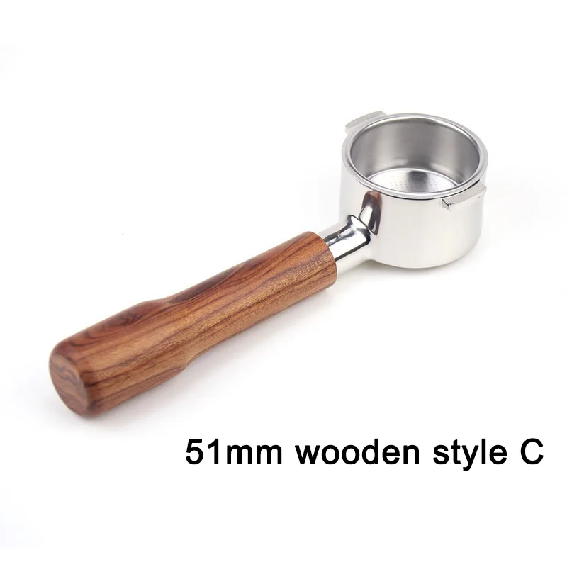 Porte-filtre Non pressurisé 51mm, poignée sans fond, avec panier filtrant pour Machine à café expresso, pièces en acier inoxydable