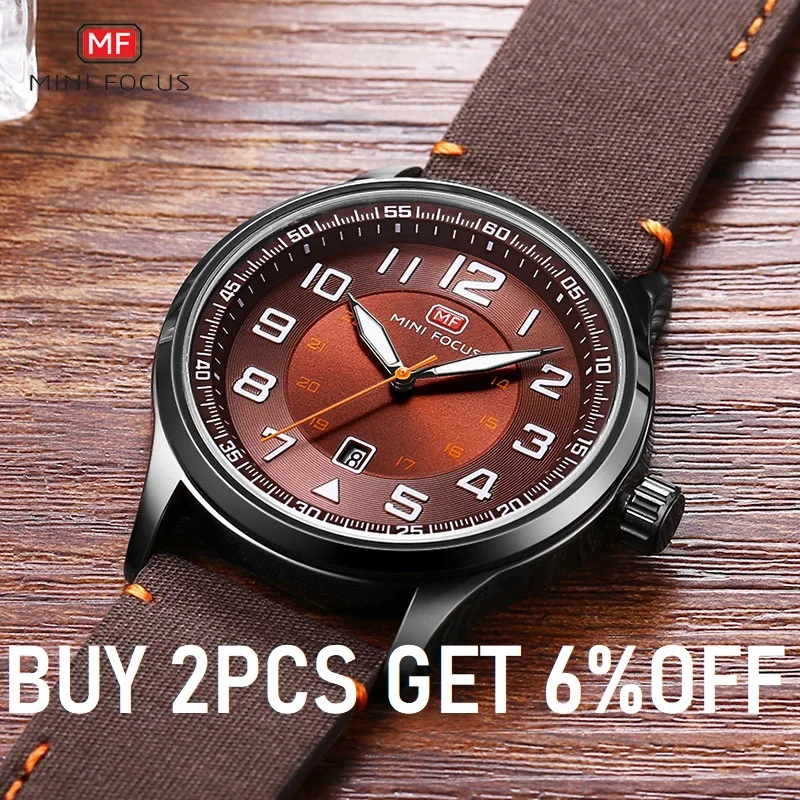 MINIFOCUS 2018 New Nylon Strap Quartz Wrist Watch Fashion Casual Mens Watches Army Military Sports Green Black Clock For Male