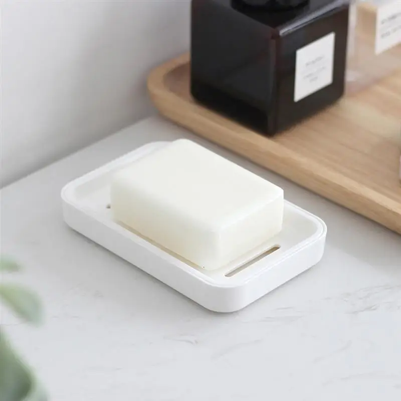 1PCS Creative Soap Dish White Plastic Portable Double Layer Soap Case Soap Rack For Bathroom Bathroom Kitchen Storage Holder