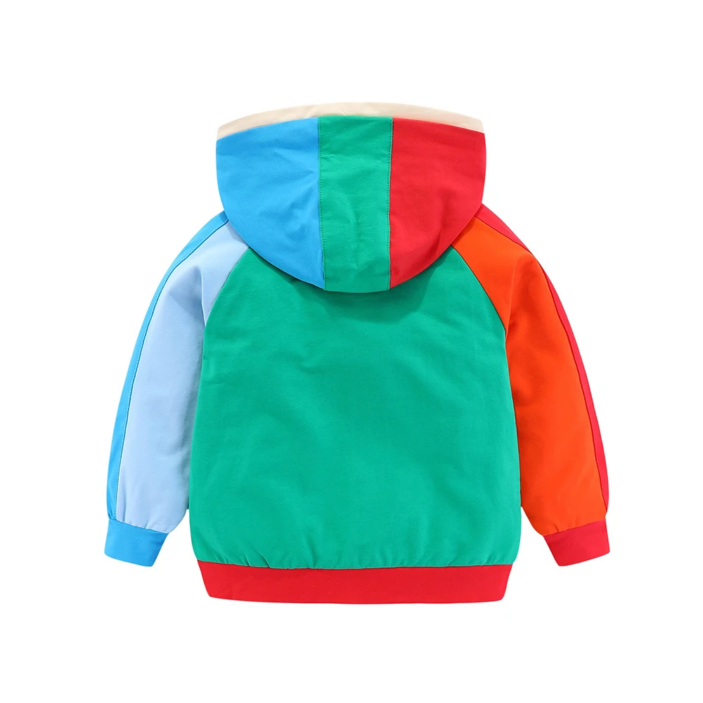 Mudkingdom Girl Boy Hooded Jacket Kids Hoodies Zip Up Rainbow Boys Sweatshirts with Hood Colorful Stripe Girls Outerwear Spring