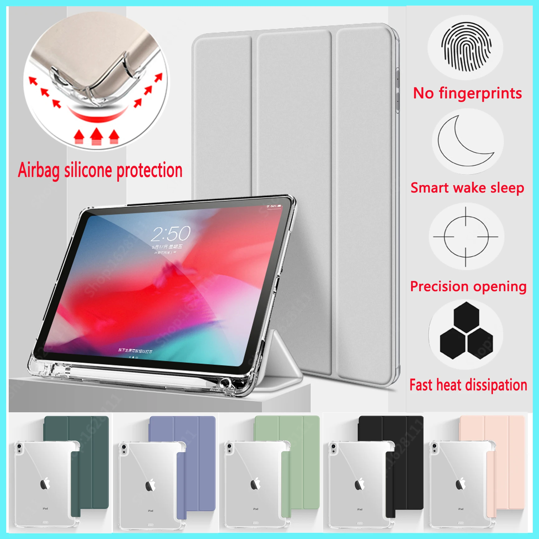 Pencil Holder For iPad Case 10th 2022`2020 Air 5/4 10.9”10.2 inch 9th 8th 7th Case Pro 11 10.5`9.7