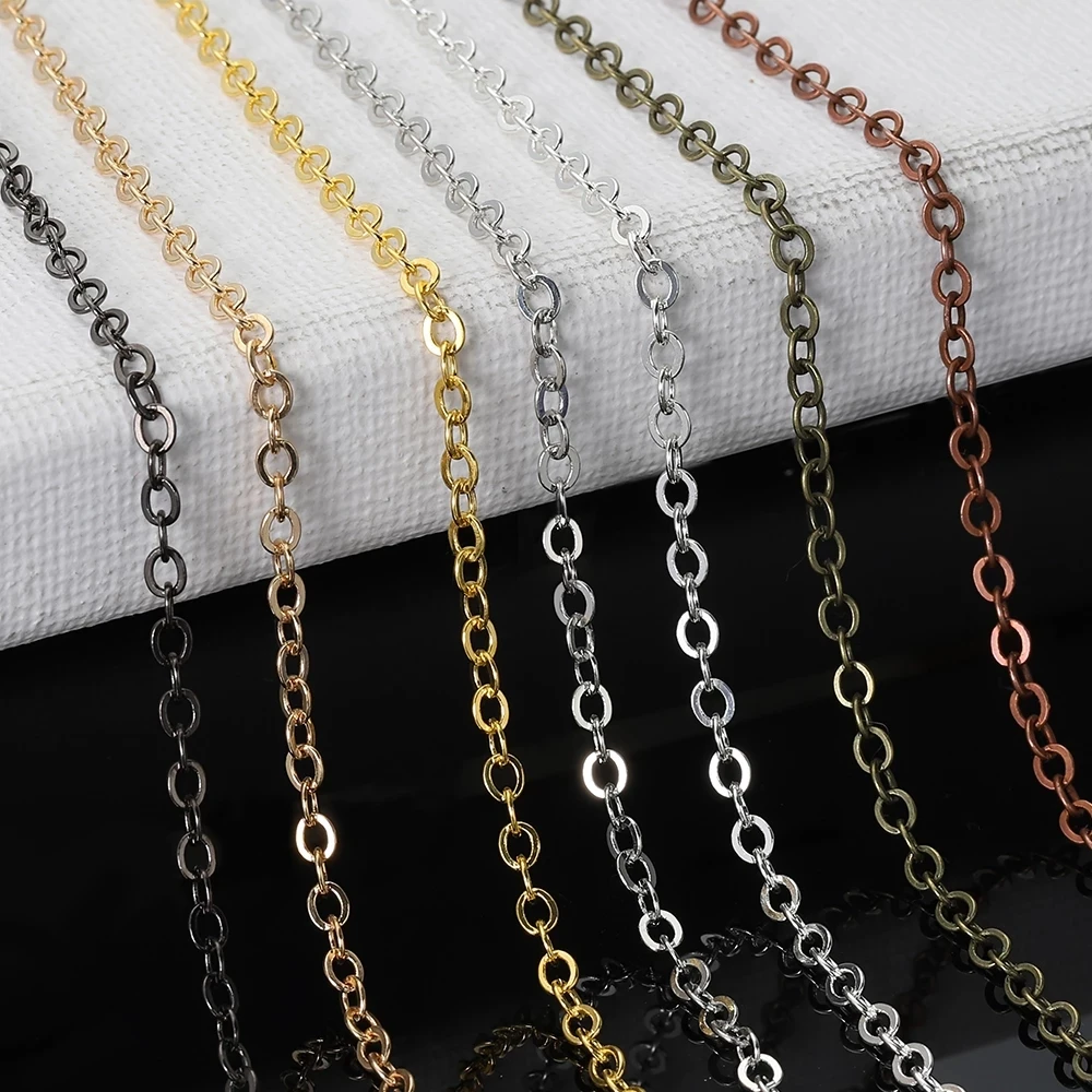 5meter 1.5-3.5mm Gold Silver Bronze Plated Link Chain Bulk Chain for Jewelry Making DIY Necklace Bracelet Accessories Supplies