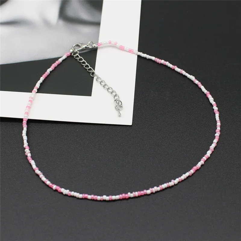 Neue Koreanische Süße Bunte Colliers Kragen Boho Samen Perlen Schlüsselbein Halsketten für Frauen Mädchen Trendy Schmuck – Detail 9
