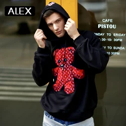 Alex Plein kazak erkekler 100% pamuk oyuncak ayı nakış boy estetik Hoodie streetwear erkek moda erkek giyim yeni