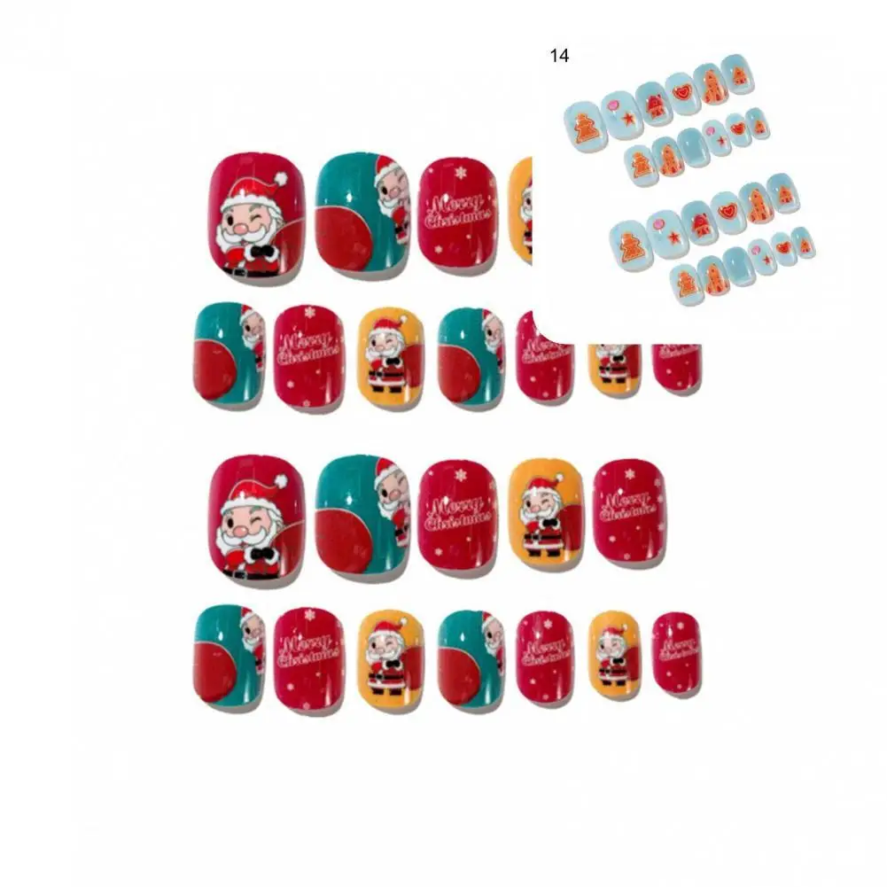 BPA-Free 24Pcs/Box Practical Cute Kids Fake Nails Tip Press Easy to Use Fake Nails Self-adhesive   Nail Accessory