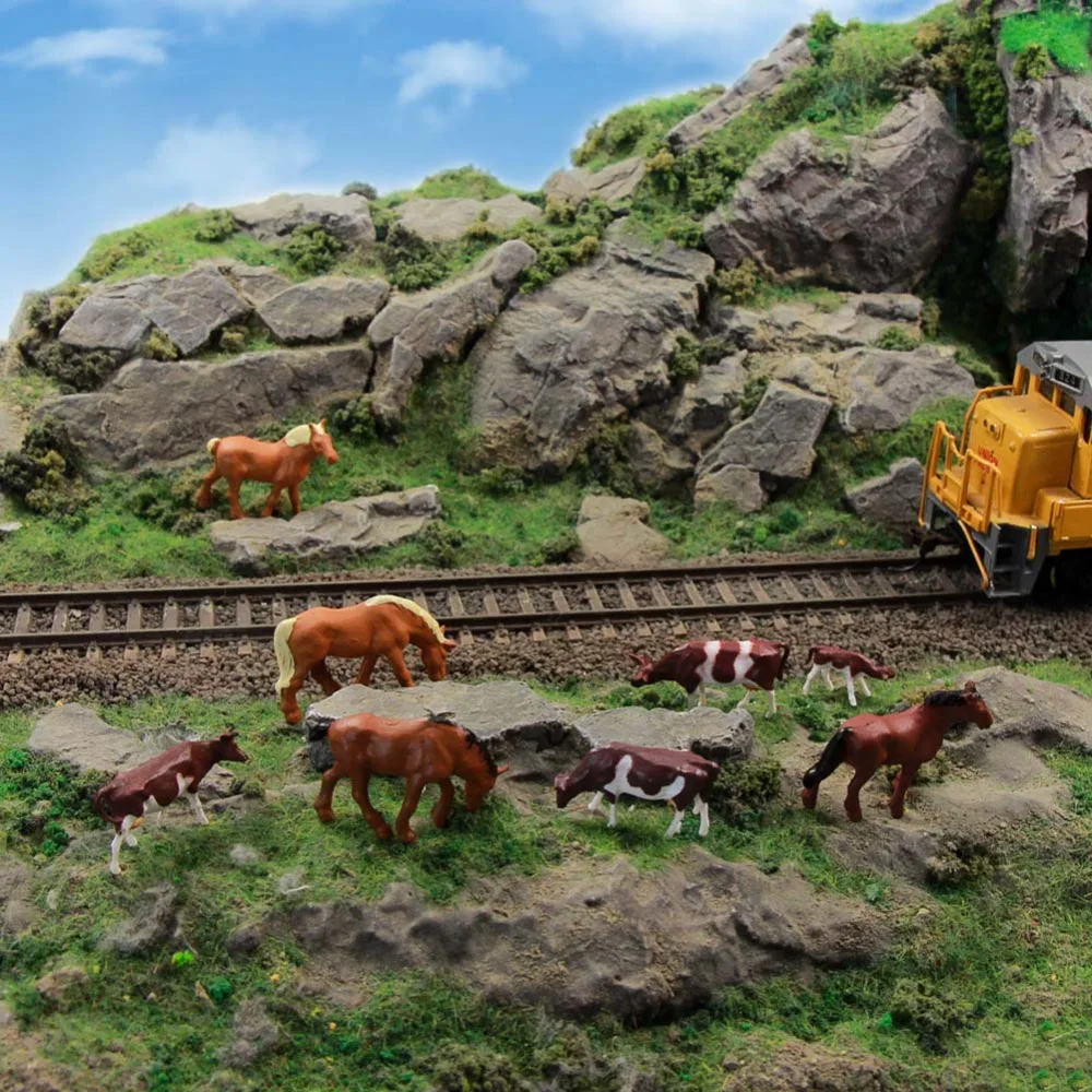 HO/N Scale Farm Sheep Horse Cows 1:150 1:87 Animals Model Farm Sand Table Scene Layout Diorama Kits 20Pcs/Lot