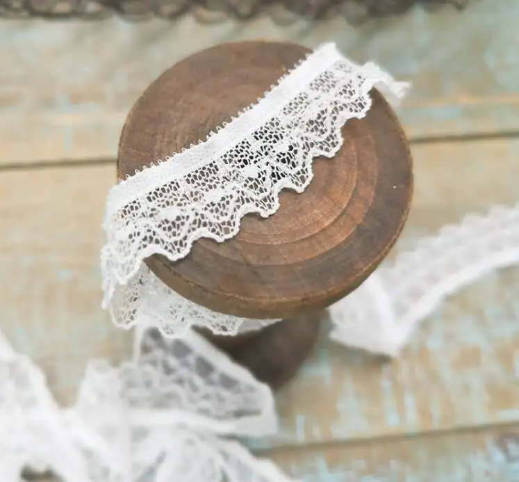 5 Meters Black Ivory Handmade Hair Decoration Ruffle Elastic Stretch Lace Trim Wedding Dress Skirt Lace Trim 1.5cm