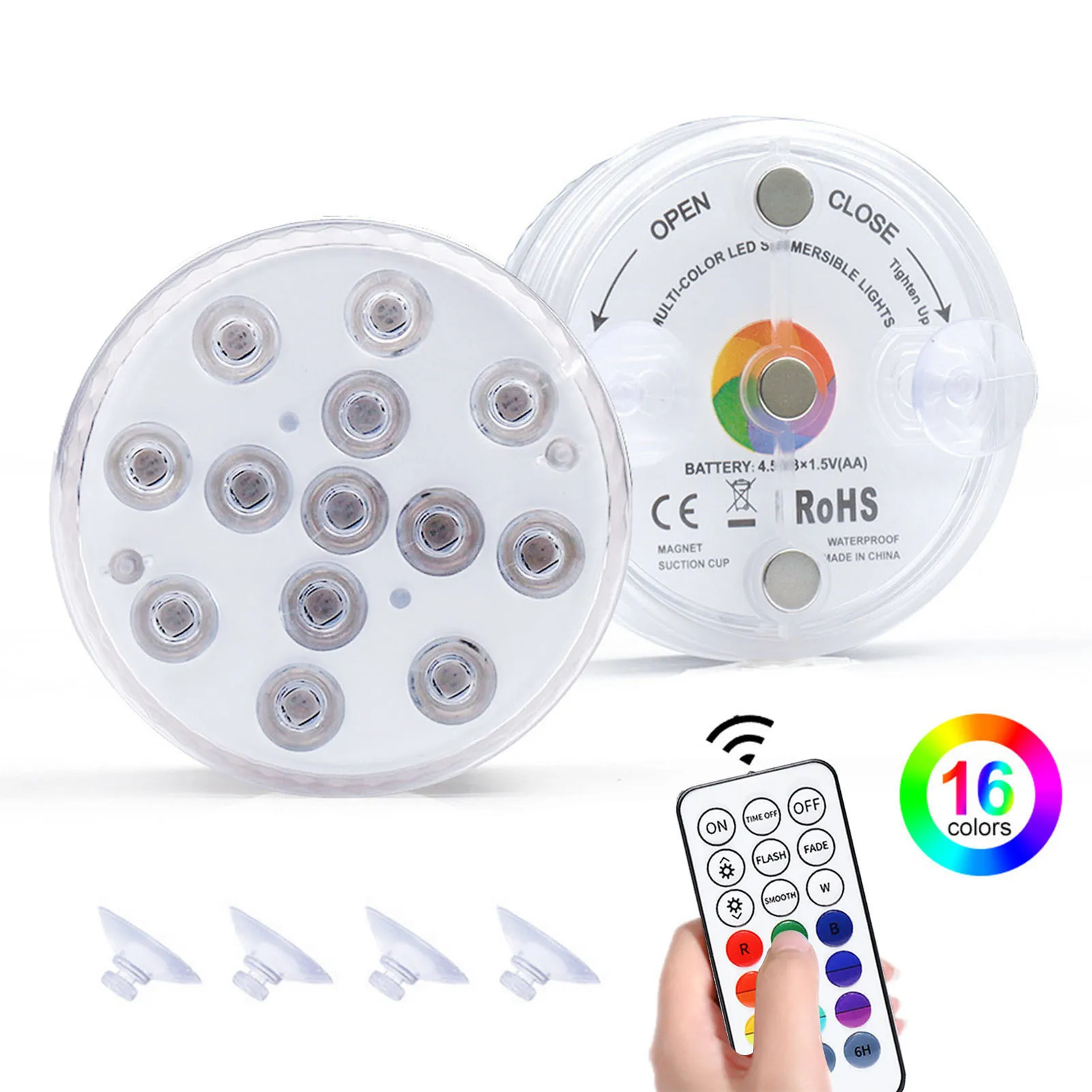 USB Rechargeable 13 LED Underwater Light RF Remote Control Submersible Light RGB Swimming Poll Lights For Vase Party Aquarium