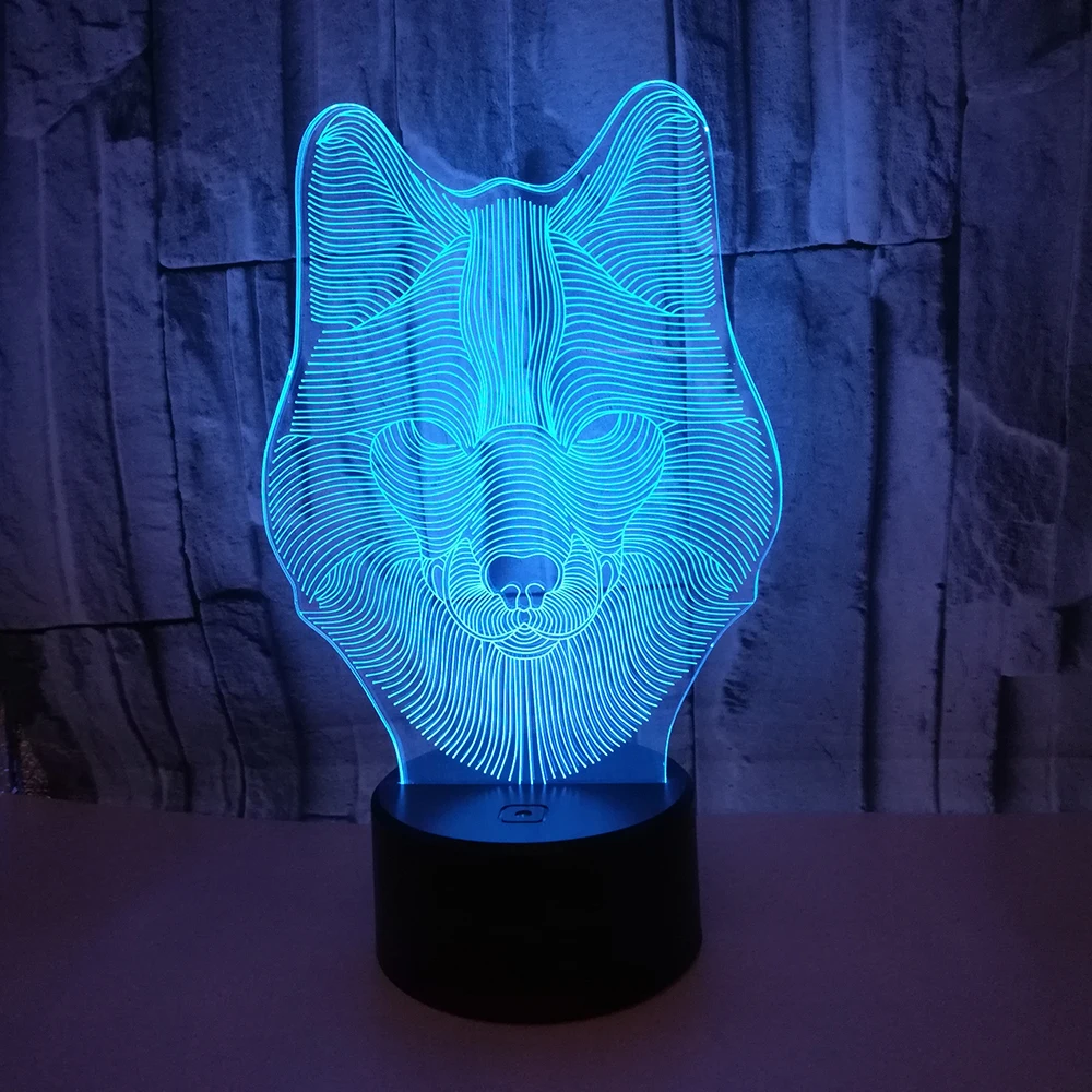 Animal Wolf 3D LED Nightlights Colorful Wolf Design Table Lamp teen wolf Illusion Battery operated Lights Bedroom Modern Decor