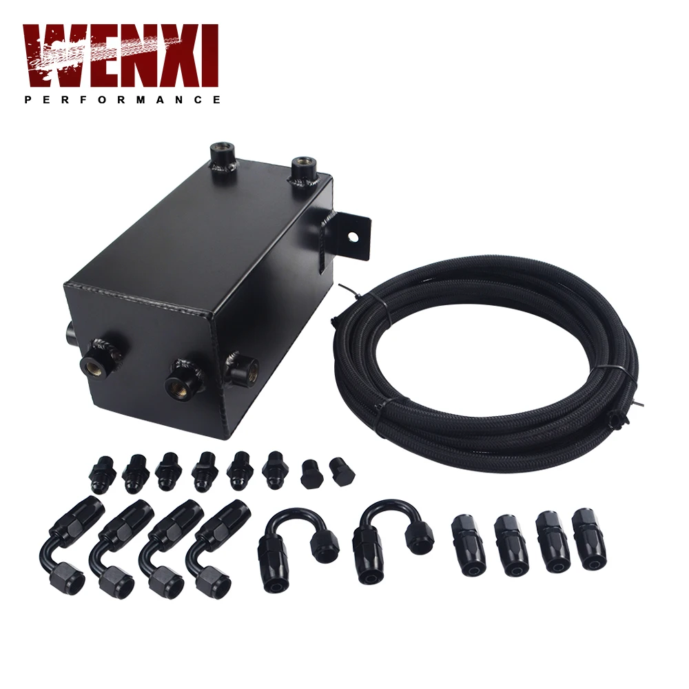 4L Aluminium Surge Tank Full Black Fuel Cell 4L Universal Complete Fuel Surge Tank 4 Litre Swirl Pot System WX-TK32BK-W