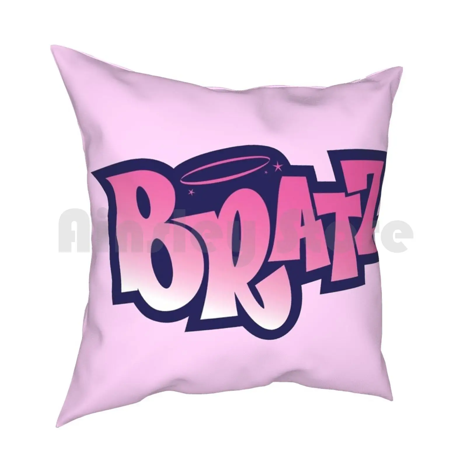 Purple And Pink Bratz Logo Pillow Case Printed Home Soft DIY Pillow cover Cartoon Pixelated Vinyl Aesthetic Vaporware