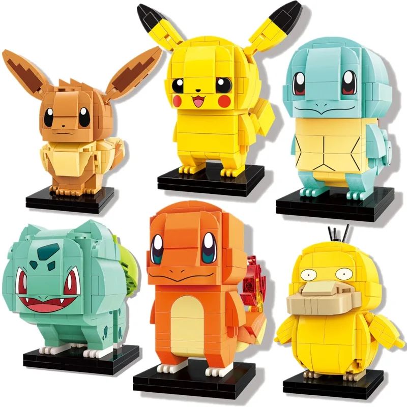 

BrickHeadz Pokemon Pikachu Elf Ball Pocket Monsters Building Blocks Bricks Set Classic Anime Movie Dolls Model Kids Cartoon Toys