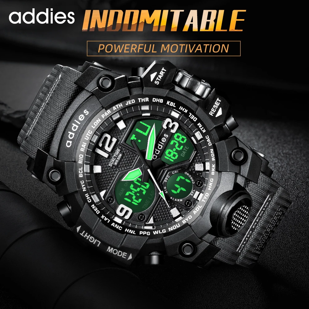 ADDIES Brand Men Digital Watch Military Sports Style Watches Fashion Waterproof Electronic Wristwatch Mens 2021 Relogios