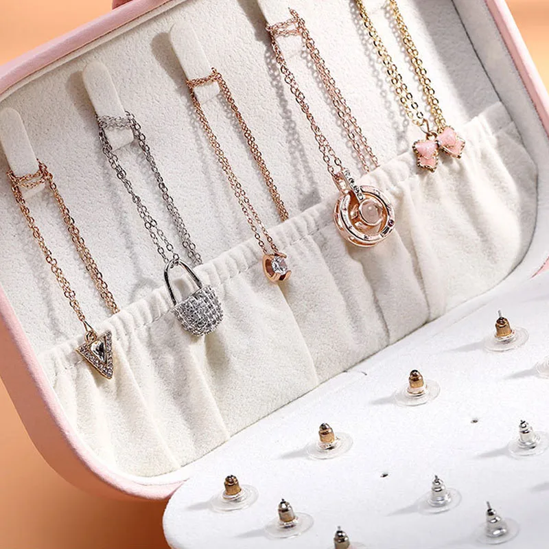 Travel Jewelry Box for Women Small Size Doubel Layer Jewelry Organizer Storage Case for Necklace Earring Rings Bracelets