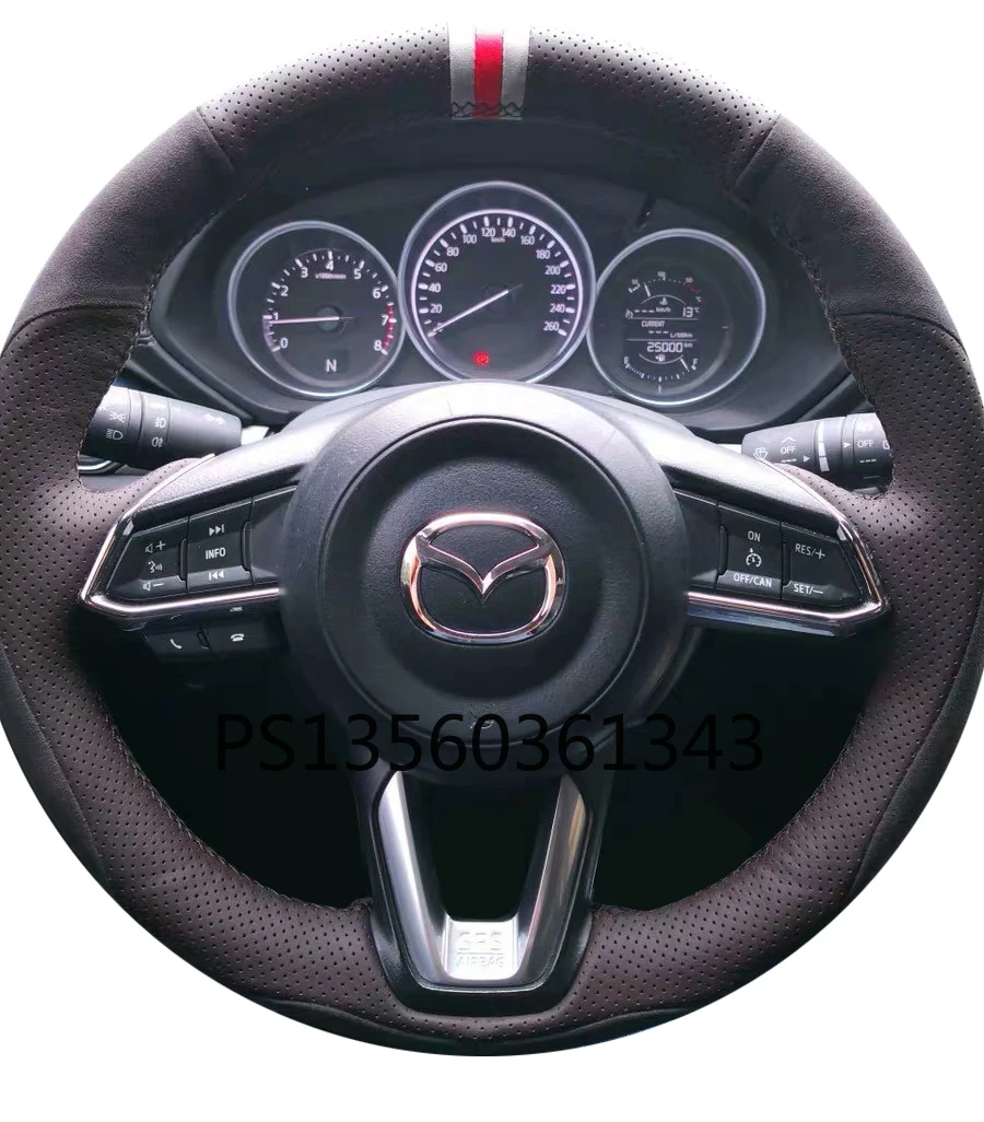 For Mazda 3/6 steering wheel cover CX4 CX5 MX-5 suede hand sewing special