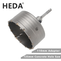 HEDA 125mm Concrete Carbide Alloy Core Hole Saw SDS PLUS Electric Hollow Drill Bit Air Conditioning Pipe Cement Stone