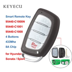 Keyecu CQOFD00120 obudowa inteligentnego pilot z kluczykiem samochodowym 4 przyciski 433MHz 8A układu dla Hyundai Sonata Sport 95440-C1000N, 95440-C1001, 95440-C1000