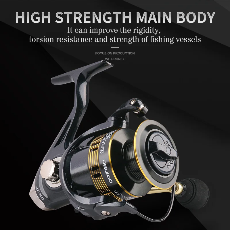 Fishing Reels AD 2000-7000 Metal Spool 12KG Max Drag 5.2:1 Carp Fishing Spinning Reel Feeder Saltwater Reels Sea Tackle