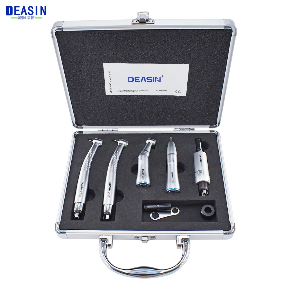 Dental  dentist student handpiece kits 5 LED lamp light High Speed Handpiece and inner water channel low speed sets 2/4 Holes