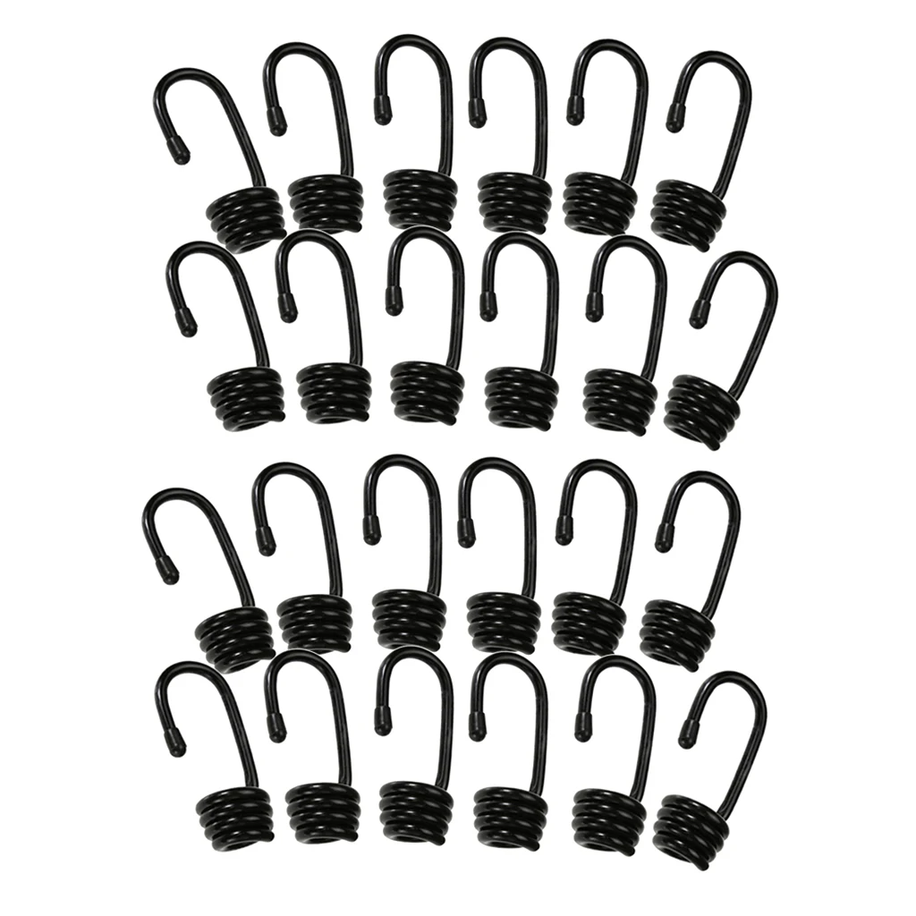 24 Pieces Bungee Shock Cord Hooks 6mm Metal Clips For Kayak Covers Sunshades