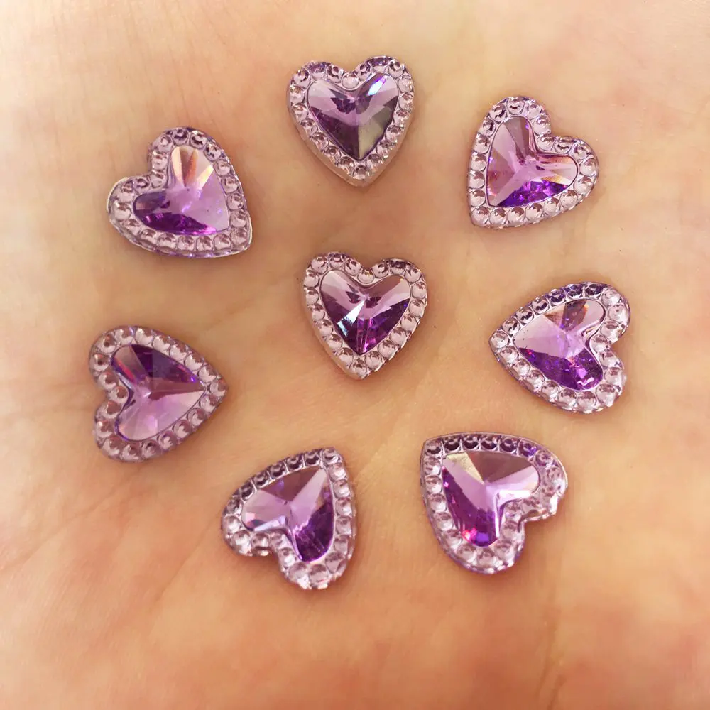 Classic DIY 40pcs 12mm Resin Heart Flatback Rhinestone Wedding Buttons Crafts R71