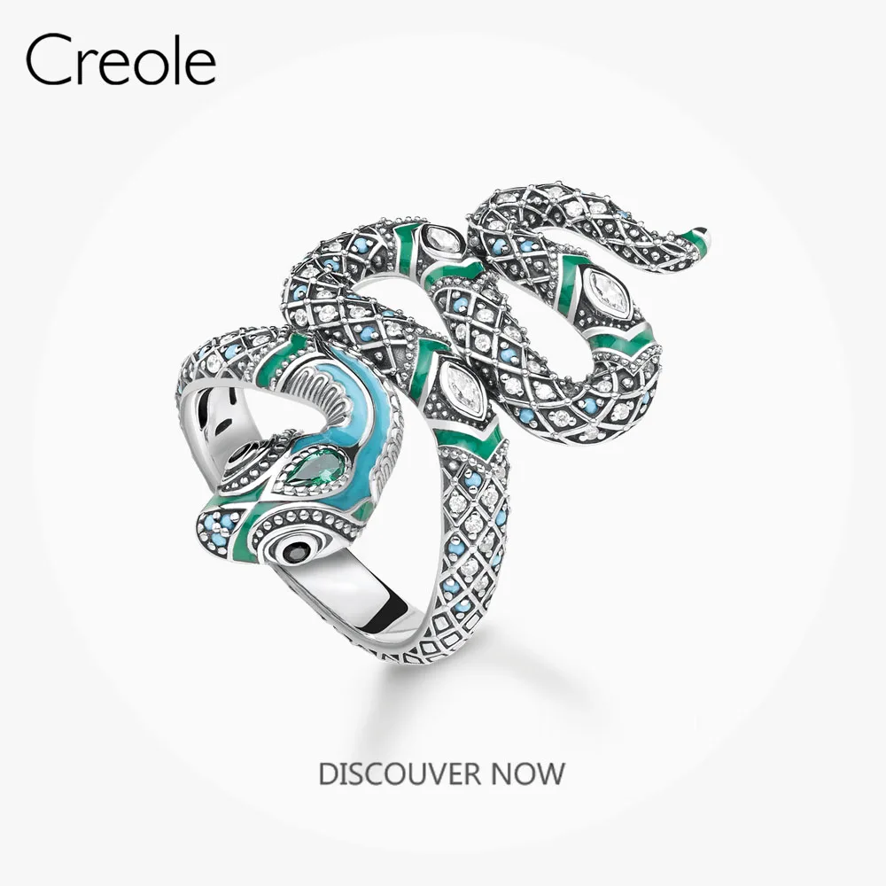 Ring Fascinating Blue Snake 925 Sterling Silver With Zirconia Fine Jewelry Myth of the Jungle Bohemia Ethnic Gift For Women