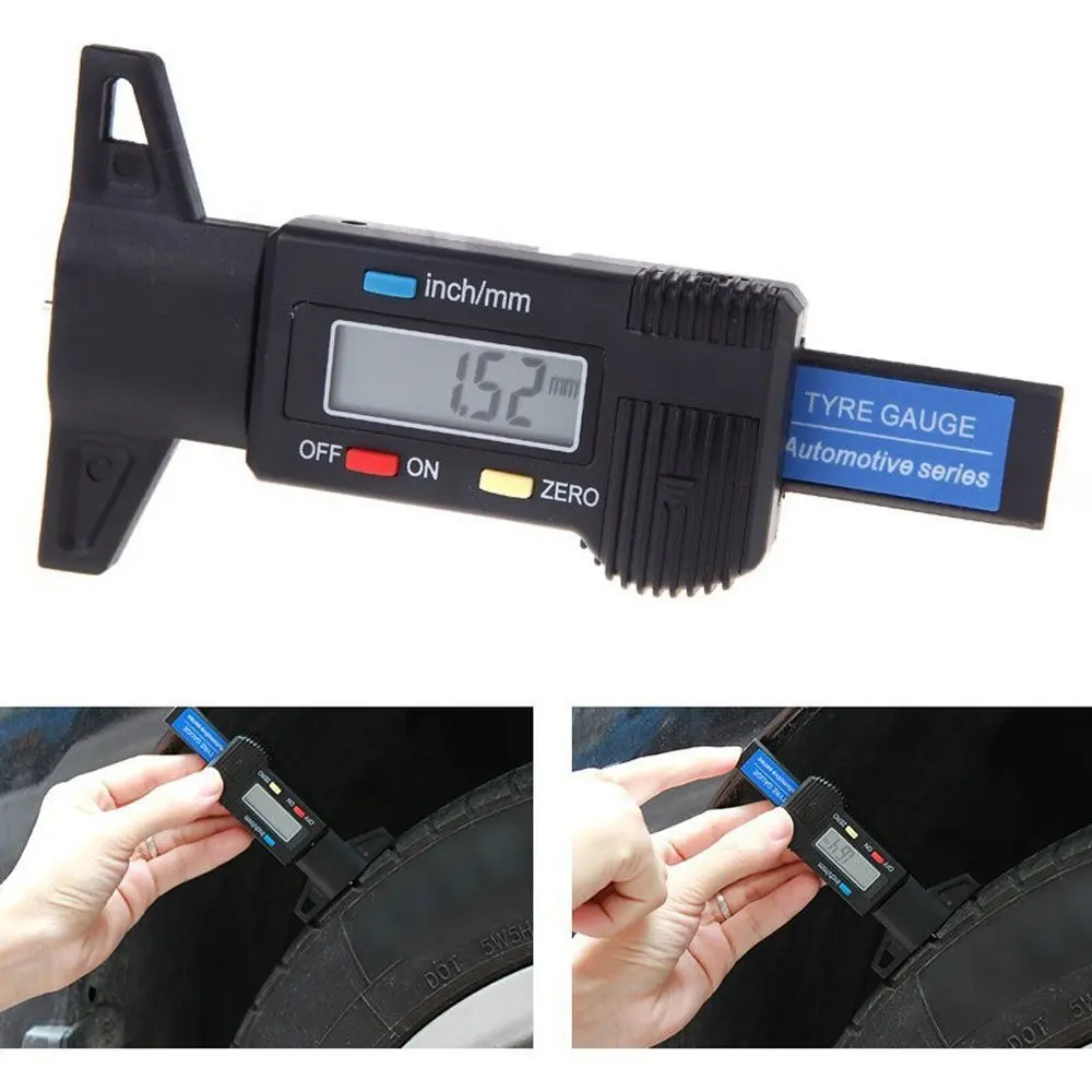 Digital Depth Gauge Caliper Tread Depth Gauge LCD Tyre Tread Gauge for Car Tire 0-25mm Measurer Tool Caliper