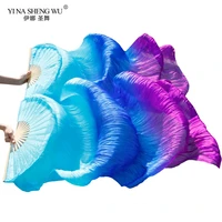 Abanicos de velo de danza del vientre 100% seda Real/imitación, costillas de bambú teñidas a mano, rendimiento, seda china, nuevos fanáticos